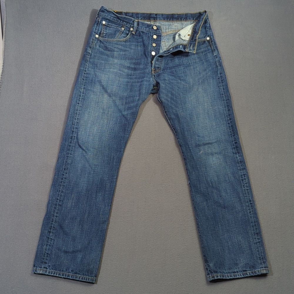 Levi's Jeans Men's 38x34 Fits 36x31 Blue 501 Straight Button Fly Classic Fit